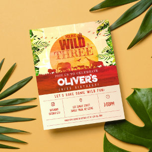 Papier Safari Animal Jeune Wild & 3 Invitation Anniversai