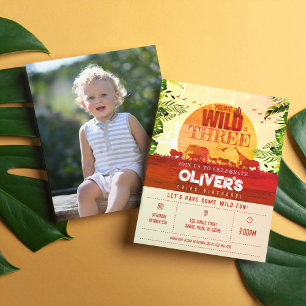 Papier Safari Animal Jeune Wild & 3 Photo Anniversaire