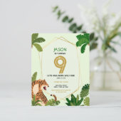 Papier Safari Animal Tiger Budget Anniversaire Invitation (Debout devant)