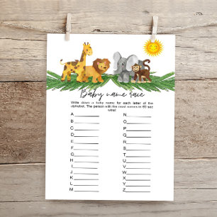 Papier Safari Animaux Baby Names Baby shower Jeu