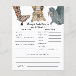 Papier Safari Animaux Baby Predictions & Conseils Card