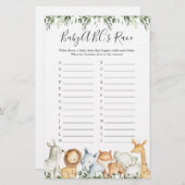 Papier Safari Animaux Baby shower ABC's Race Game (Devant / Derrière)