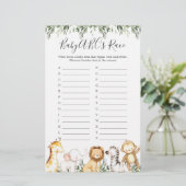 Papier Safari Animaux Baby shower ABC's Race Game (Debout devant)