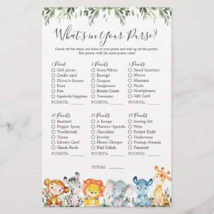 Papier Safari Animaux Baby shower Ce qui est dans votre s