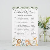 Papier Safari Animaux Baby shower célébrité Noms de bébé (Debout devant)