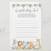 Papier Safari Animaux Baby shower Devinez La Nourriture P (Devant / Derrière)