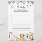 Papier Safari Animaux Baby shower Devinez La Nourriture P (Devant)