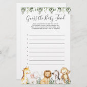 Papier Safari Animaux Baby shower Devinez La Nourriture P (Devant / Derrière)