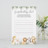 Papier Safari Animaux Baby shower Devinez La Nourriture P (Debout devant)