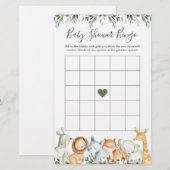 Papier Safari Animaux Baby shower Jeu de Bingo (Devant / Derrière)