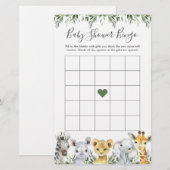 Papier Safari Animaux Baby shower Jeu de Bingo (Devant / Derrière)