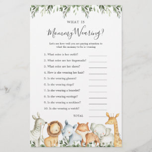 Papier Safari Animaux Baby shower Qu'est-ce que maman por