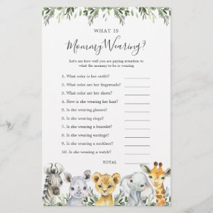 Papier Safari Animaux Baby shower Qu'est-ce que maman por