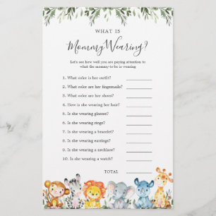 Papier Safari Animaux Baby shower Qu'est-ce que maman por