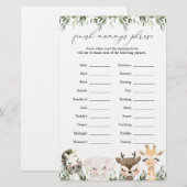 Papier Safari Animaux Baby shower Terminer la phrase de m (Devant / Derrière)