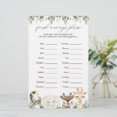 Papier Safari Animaux Baby shower Terminer la phrase de m (Debout devant)