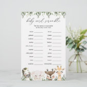Papier Safari Animaux Baby shower Word Scramble Jeu (Debout devant)