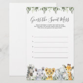 Papier Safari Animaux Baby showers Devinez Le Mess Sweet (Devant / Derrière)