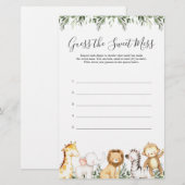 Papier Safari Animaux Baby showers Devinez Le Mess Sweet (Devant / Derrière)