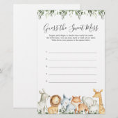 Papier Safari Animaux Baby showers Devinez Le Mess Sweet (Devant / Derrière)