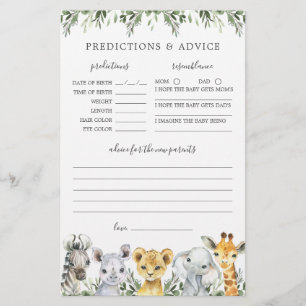 Papier Safari Animaux Baby showers Prédictions et conseil