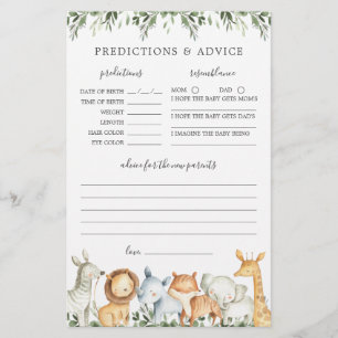 Papier Safari Animaux Baby showers Prédictions et conseil