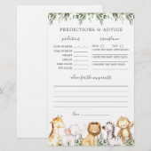 Papier Safari Animaux Baby showers Prédictions et conseil (Devant / Derrière)