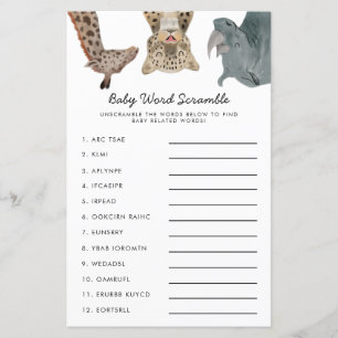 Papier Safari Animaux Baby Word Scramble Jeu