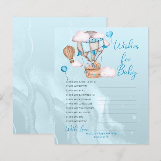 Papier Safari Animaux Ballons Voeux pour le jeu bébé (Devant / Derrière)