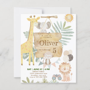 Papier Safari Animaux de la Jungle Neutre Anniversaire En