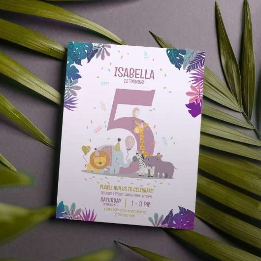 Papier Safari Animaux Filles Budget Anniversaire Invitati