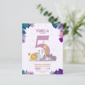 Papier Safari Animaux Filles Budget Anniversaire Invitati (Debout devant)