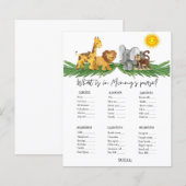 Papier Safari Animaux Mummy's Purse Baby shower Jeu (Devant / Derrière)