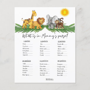 Papier Safari Animaux Mummy's Purse Baby shower Jeu