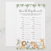 Papier Safari Animaux Nom du Baby shower Les Bébés Animau (Devant / Derrière)