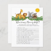 Papier Safari Animaux Qui connaît maman Baby shower Jeu (Devant / Derrière)