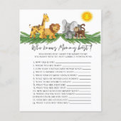 Papier Safari Animaux Qui connaît maman Baby shower Jeu (Devant)