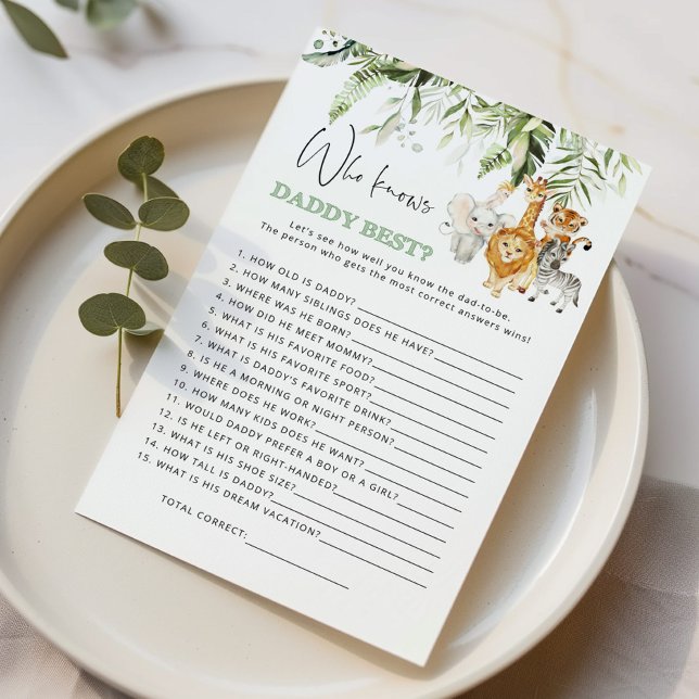 Papier Safari animaux Qui connaît papa meilleur jeu (Créateur téléchargé)