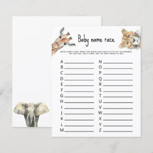 Papier Safari animaux sauvages - Baby name race game
