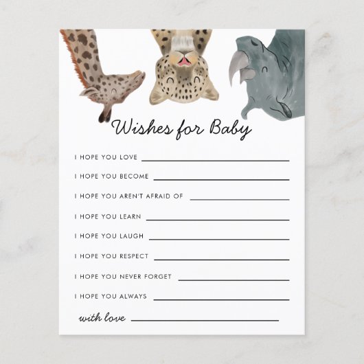 Papier Safari Animaux Voeux pour Baby Card (Devant)