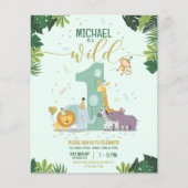 Papier Safari Animaux Wild Un Budget Anniversaire Invitat (Devant)