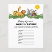 Papier Safari Animaux Word Scrumble Baby shower Jeu (Devant)