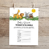 Papier Safari Animaux Word Scrumble Baby shower Jeu