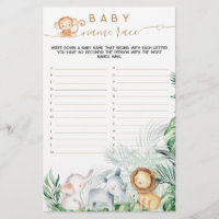 Safari Baby Animal Greenery Baby nom race jeu