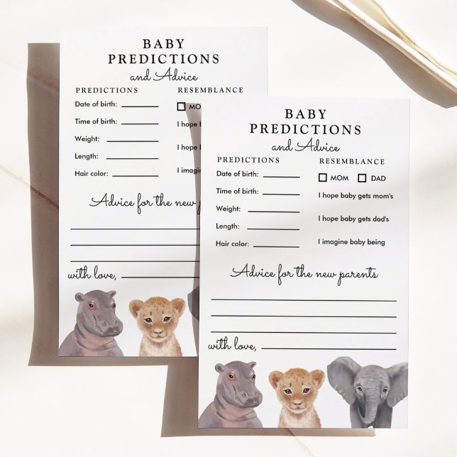 Papier Safari Baby Animals Prédictions et conseils (Créateur téléchargé)
