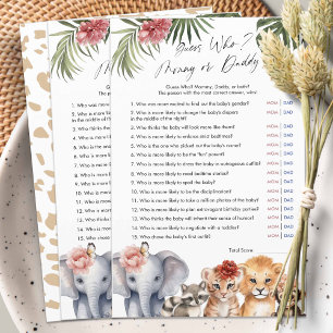 Papier Safari Baby Girl Douche Guess Who maman ou papa