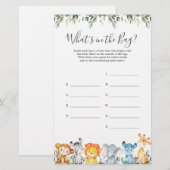 Papier Safari Baby shower Devinez ce qu'il y a dans le je (Devant / Derrière)