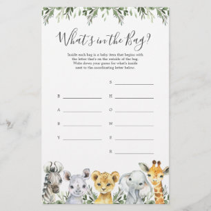 Papier Safari Baby shower Devinez ce qu'il y a dans le je