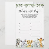 Papier Safari Baby shower Devinez ce qu'il y a dans le je (Devant / Derrière)