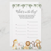 Papier Safari Baby shower Devinez ce qu'il y a dans le je (Devant / Derrière)